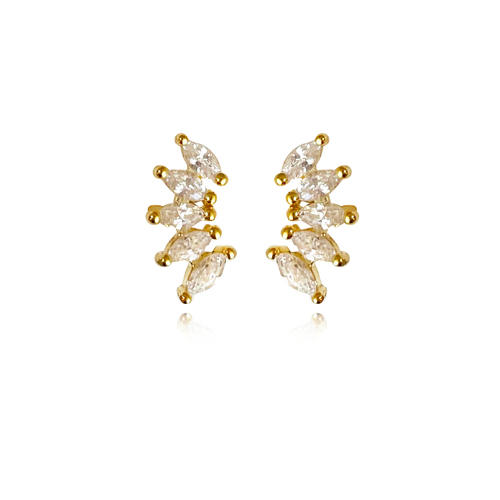 Culturesse Aliz 8mm Zircon Arch Stud Earrings - Gold