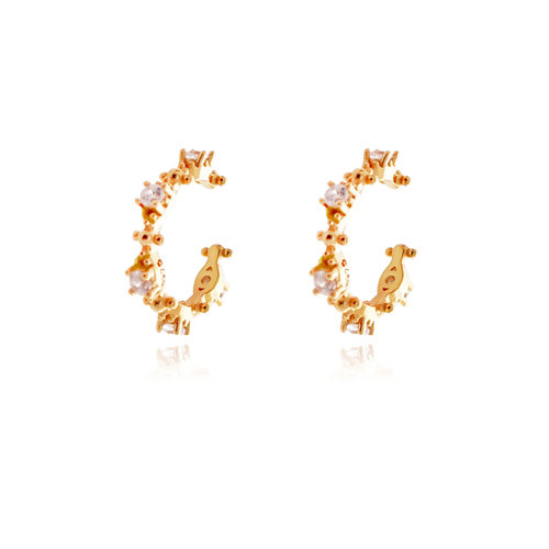 Culturesse Ciana 12mm Diamante Cuff Earrings - Gold