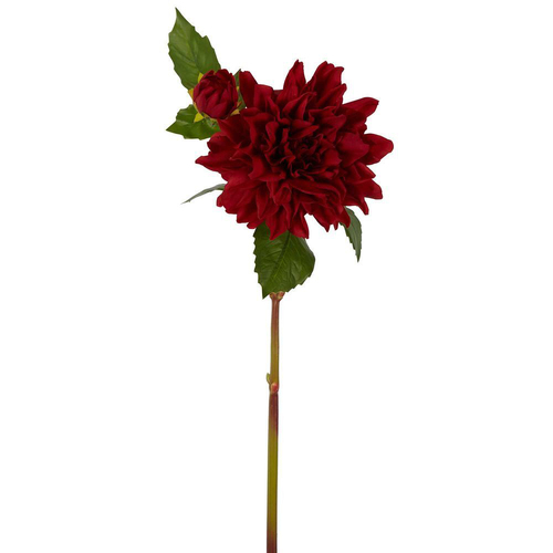 Belle Dahlia Flower Real Touch Stem Artificial Flower Plant 74cm - Red