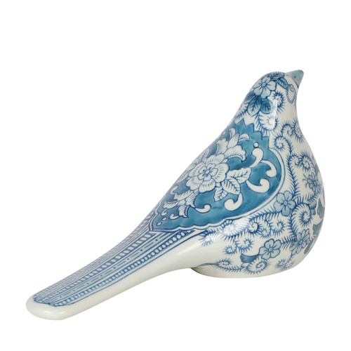 Belle Dynasty Porcelain Bird Sculpture 26x13cm - Blue/White