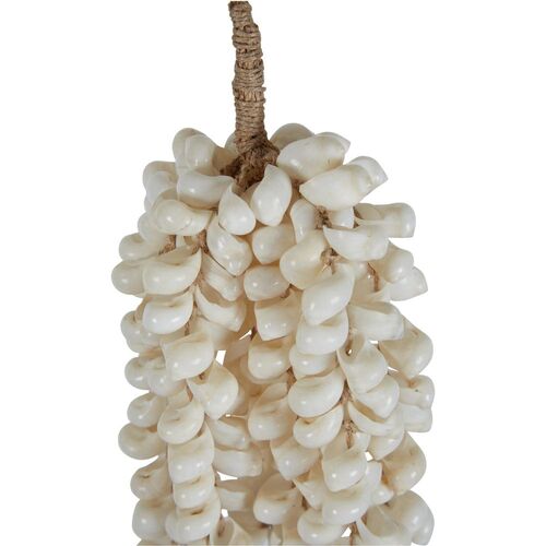 Belle Seaforth Natural Shell Jute Tassel Hanging Home Decor 38cm - White