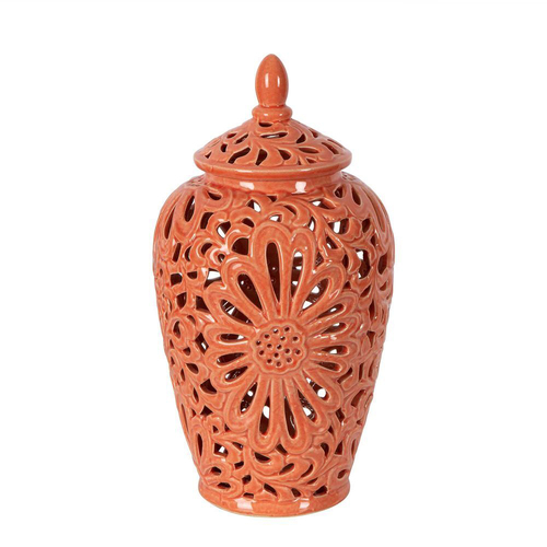 Belle Positano Ginger Jar Large Orange DECORATOR - CLOCHES & JARS