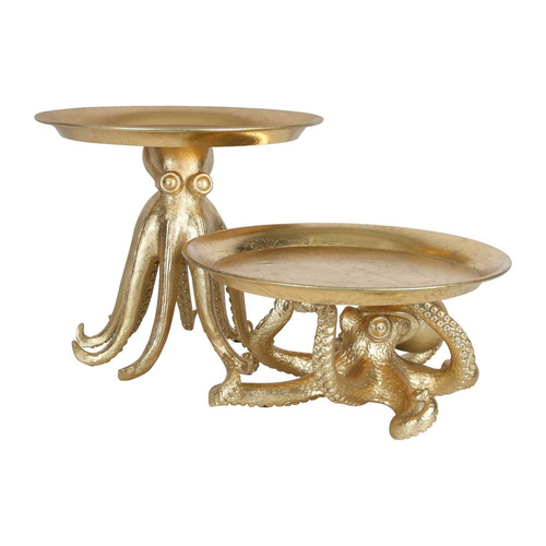 Belle Octopus Standing Tray Kitchen Decorative Serveware 34x27cm - Gold