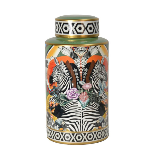 Belle Zebra Porcelain Ceramic Jar Large Home Decor 20x40cm