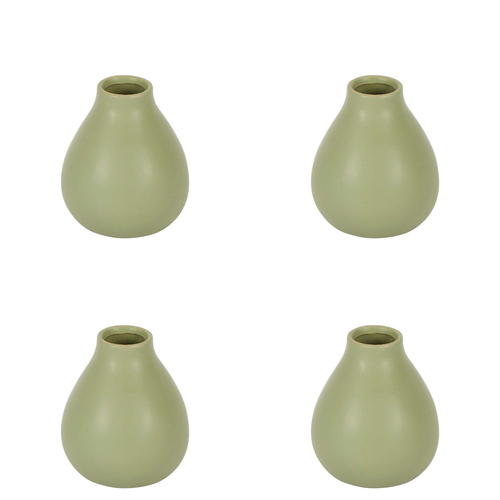 4PK Belle Freyja Bud Stoneware Flower Vase Small 13cm - Green