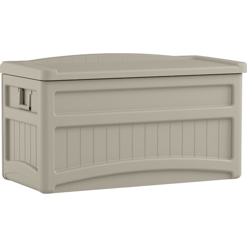 Suncast 276L Resin Deck Box With Seat Medium Light Taupe Garden 