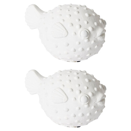 2PK E Style Blow Fish Home Decorative Sculpture - 13 x 9 x 8cm