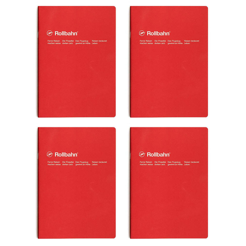 4PK Delfonics Rollbahn Slim Notebook A5 Grid Journal - Red