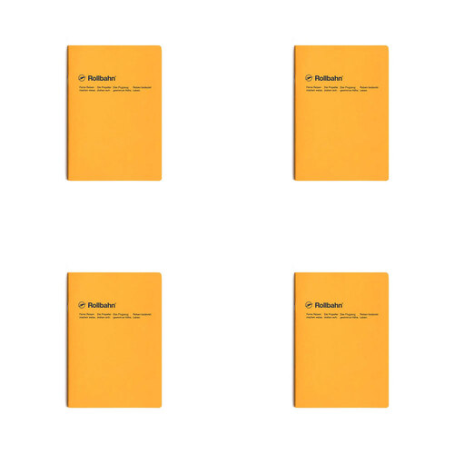 4PK Delfonics Rollbahn Slim Notebook A5 Grid Journal - Yellow