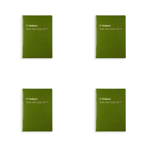 4PK Delfonics Rollbahn Slim Notebook A5 Grid Journal - Olive