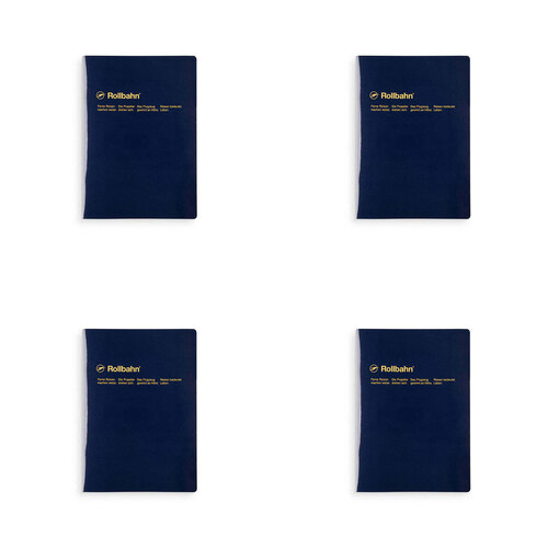 4PK Delfonics Rollbahn Slim Notebook A5 Grid Journal - Dark Blue