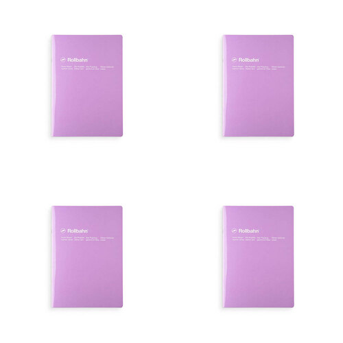 4PK Delfonics Rollbahn Slim Notebook A5 Grid Journal - Light Purple