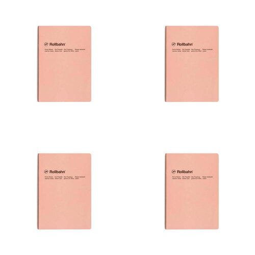 4PK Delfonics Rollbahn Slim Notebook A5 Grid Journal - Light Pink