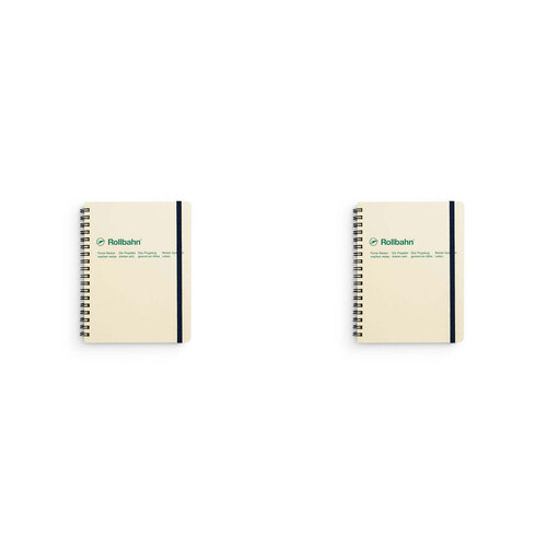 2PK Delfonics Rollbahn Spiral Bound Notebook Grid 18cm Large - Cream