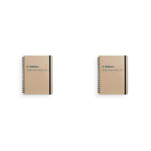 2PK Delfonics Rollbahn Spiral Bound Notebook Grid 18cm Large - Greige