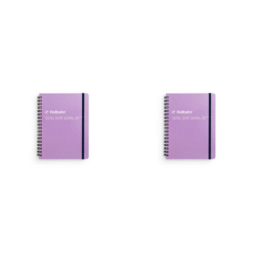 2PK Delfonics Rollbahn Spiral Bound Notebook Grid 18cm Large - Light Purple