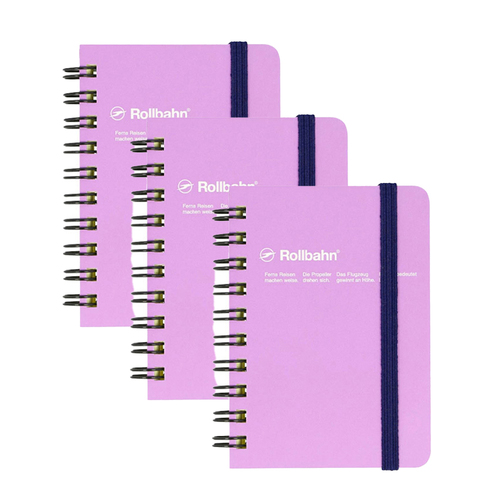 3x Delfonics Rollbahn Mini Spiral Bound Grid Notebook - Light Purple