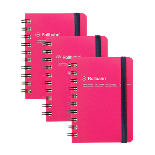 3x Delfonics Rollbahn Mini Spiral Bound Grid Notebook - Rose