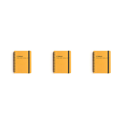 3PK Delfonics Rollbahn Medium Spiral Bound Notebook Grid - Yellow