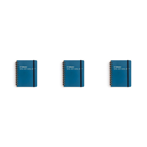 3PK Delfonics Rollbahn Medium Spiral Bound Notebook Grid - Royal Blue