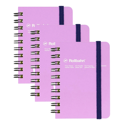 3x Delfonics Rollbahn Medium Spiral Bound Grid Notebook - Light Purple