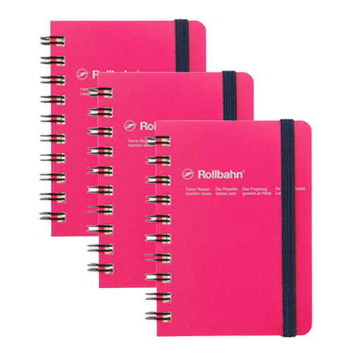 3x Delfonics Rollbahn Medium Spiral Bound Grid Notebook - Rose