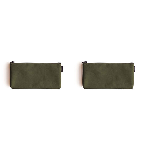 2PK Delfonics Marek Canvas Flat Pencil Case 18.5cm - Olive