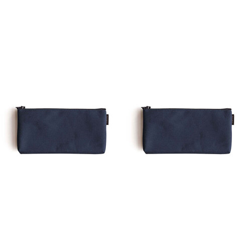 2PK Delfonics Marek Canvas Flat Pencil Case 18.5cm - Dark Blue