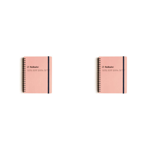 2PK Delfonics Rollbahn Spiral Bound Notebook Grid 18cm Large Light Pink