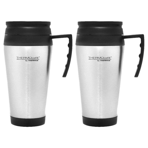 2x 400ml THERMOcafe Stainless Steel Outer Foam Insulated Travel Mug