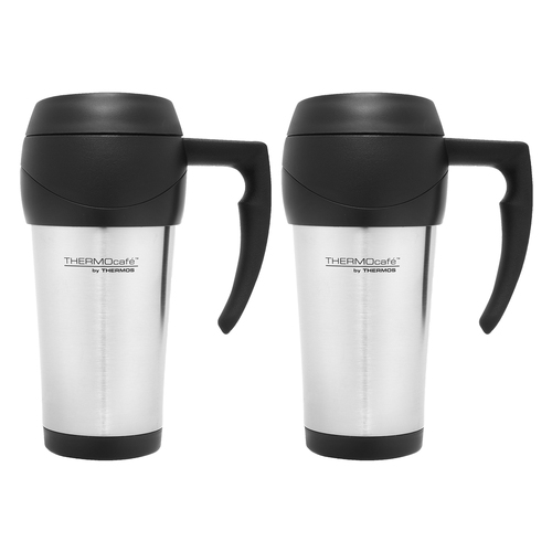 2x 450ml THERMOcafe Stainless Steel Outer Foam Insulated Travel Mug