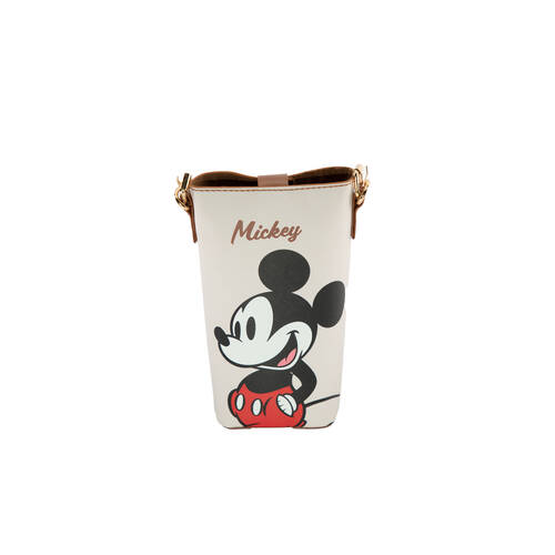 Disney Mickey PVC Kids Shoulder/Phone Bag 9.5x18cm - Beige