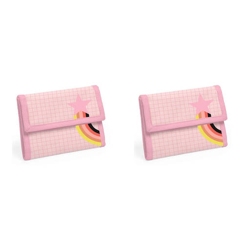 2PK Djeco 14x9cm Pop Wallet Coated Canvas Money Holder 3y+ Pink