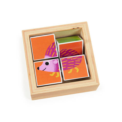 9pc Djeco Tournibist Wooden Swivel Puzzle In Frame 10cm Kids Toy 2y+