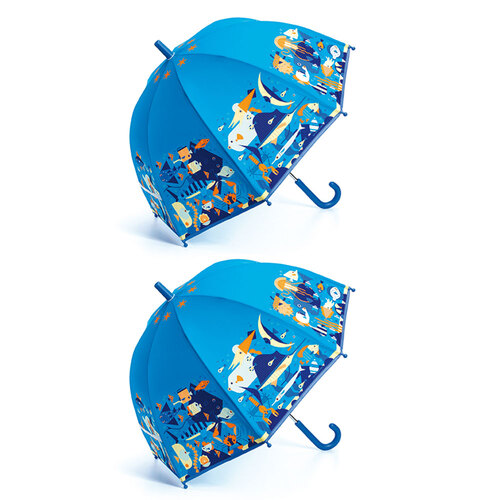 2PK Djeco Sea World Child Plastic Umbrella 68x70cm Dome 3y+