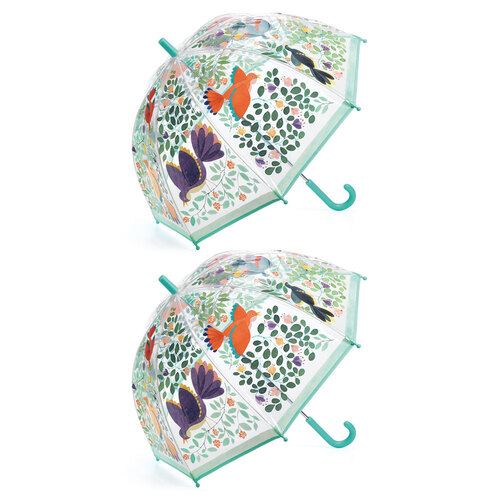 2PK Djeco Flower & Birds Child Plastic Umbrella 67.5cm Dome 3y+