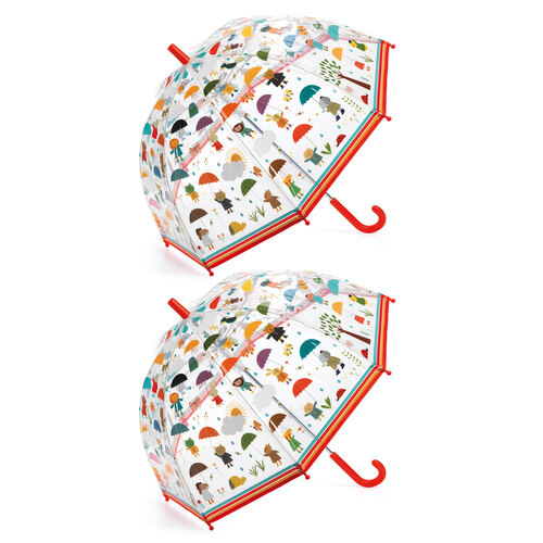 2PK Djeco Under the Rain Child Plastic Umbrella 67.5cm Dome 3y+