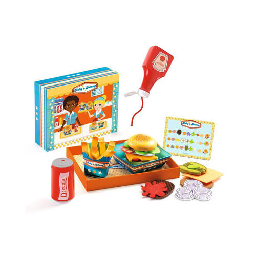 Djeco Kelly & Johnny Burger Pretend Kids Play Toy Set 3y+