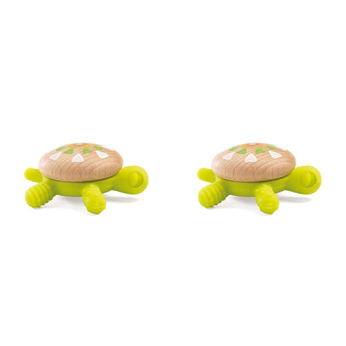 2PK Djeco BabyTorti Wooden Silicone 8.5cm Teether Baby/Kids 0m+