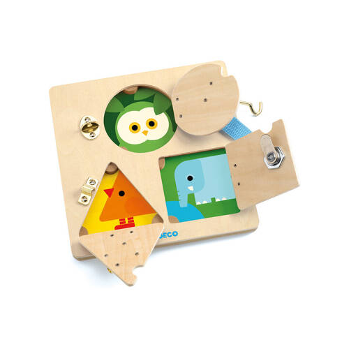 Djeco LockBasic Wooden Puzzle Kids 22cm Interactive Board 3y+