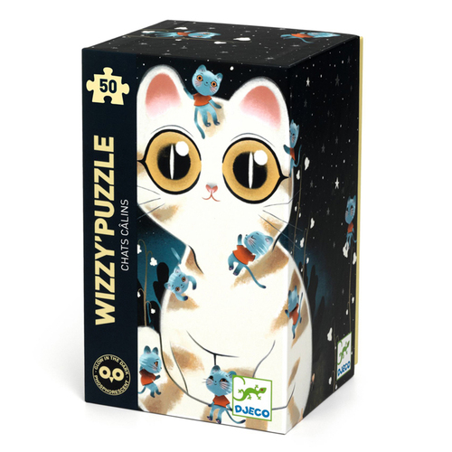 50pc Djeco Cuddly Cats Glow In The Dark Wizzy Jigsaw Puzzle 5y+