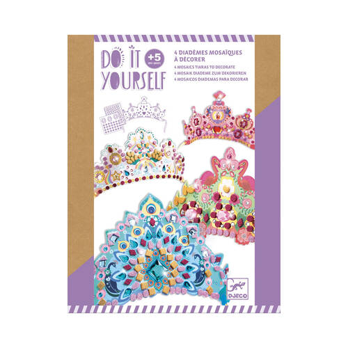 Djeco Do It Yourself Like A Princess Tiaras Mosaic Stickers Kids Kit 5y+