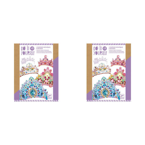 2PK Djeco Do It Yourself Like A Princess Tiaras Mosaic Stickers Kids Kit 5y+