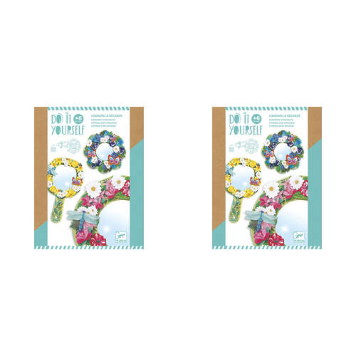 2PK Djeco Do It Yourself Pretty Flowers Mirrors Collage Kids DIY Kit 6y+