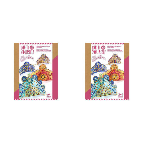 2PK Djeco Do It Yourself Enchantresses Tiaras Mosaic Stickers Kids DIY Kit 5y+