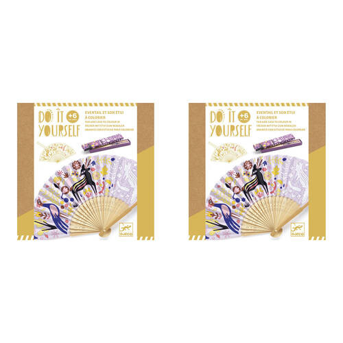 2PK Djeco Do It Yourself Woodland Beauty Fan Colour Kids DIY Kit 6y+