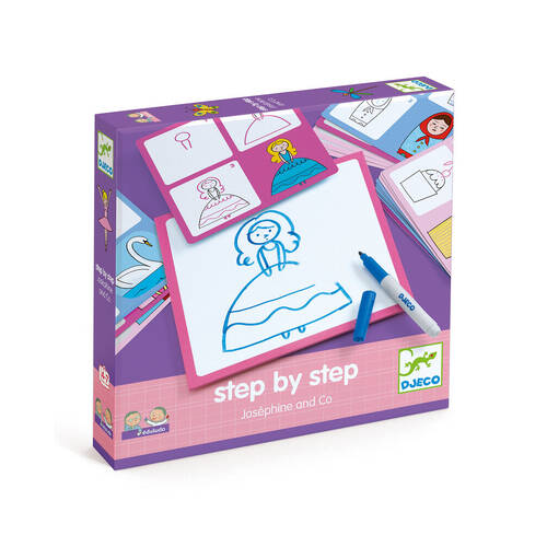 Djeco Step by Step Josephine Learn to Draw Basic w/ White Board 4y+