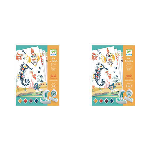 2PK Djeco Surprising Animals Stamp Set Kids Art Activity 5y+