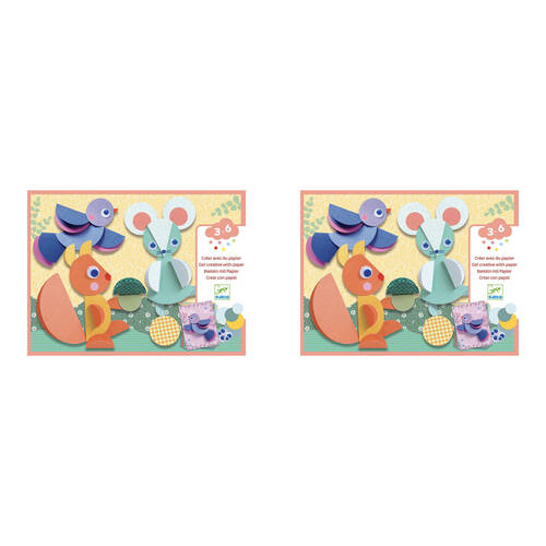 2PK Djeco Round & Round Paper Collage Kids Activity Kit 3y+