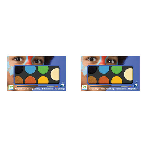 2PK Djeco Nature Body Art Palette 6-Colours Face Paint Set 3y+